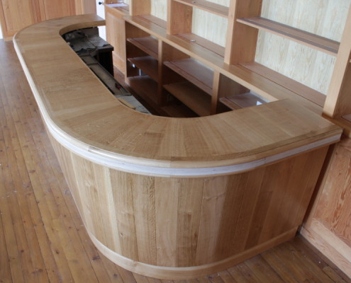 fitted whiskey bar in oak sawn veneer